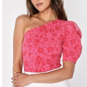 Free People Pink Floral One-Shoulder Bodysuit